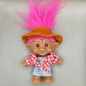 Ace Novelty Troll Doll Cowgirl Pink Hair Western Outfit Vintage 5 inch China
